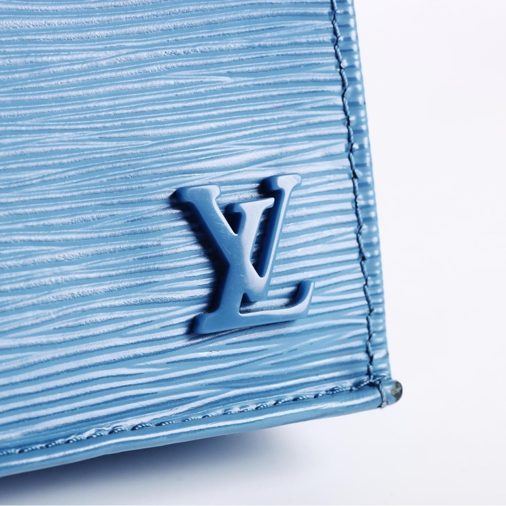 Louis Vuitton Petit Sac Plat Shoulder Bag Blue Epi Leather - Picture 4 of 6